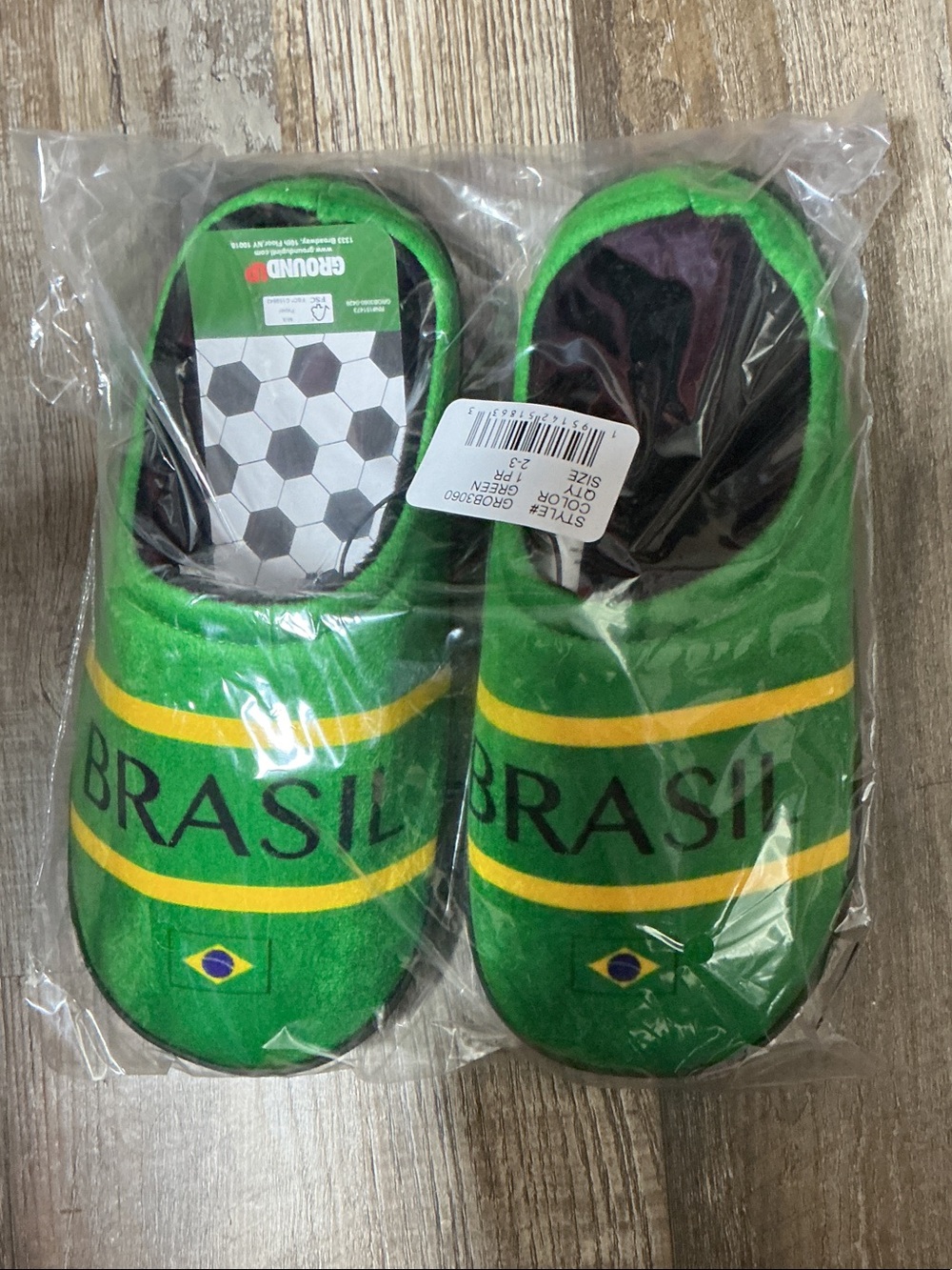 Kids Brasil Green Cozy Slip-On Slippers